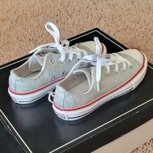 Girls Silver Sparkle Converse 13